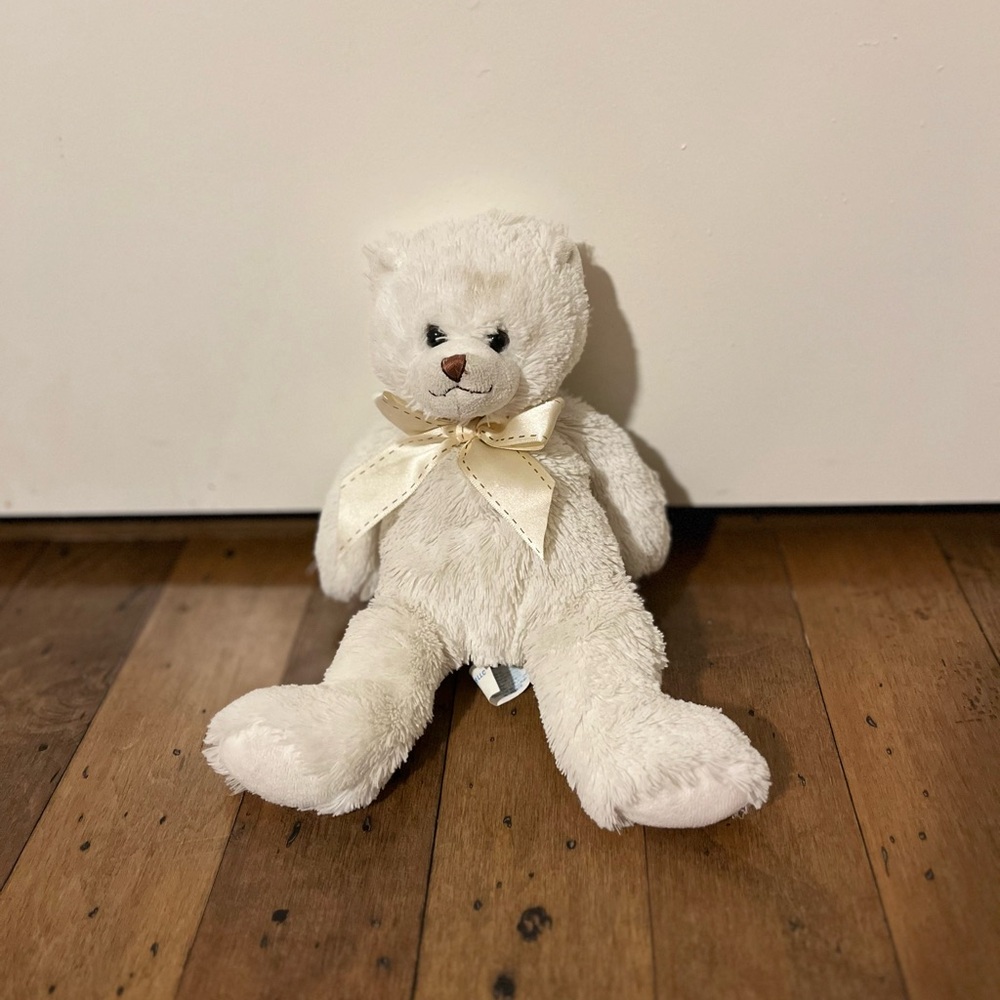 Adorable White Teddy Bear with Bow
